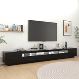 TV Cabinet with LED Lights High Gloss Black 300x35x40 cm - Side View