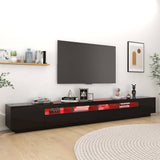 TV Cabinet with LED Lights High Gloss Black 300x35x40 cm