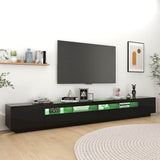 TV Cabinet with LED Lights High Gloss Black 300x35x40 cm