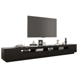 TV Cabinet with LED Lights High Gloss Black 300x35x40 cm