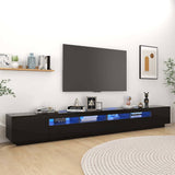 TV Cabinet with LED Lights High Gloss Black 300x35x40 cm