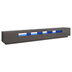 TV Cabinet with LED Lights High Gloss Grey 300x35x40 cm