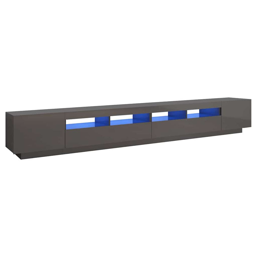 TV Cabinet with LED Lights High Gloss Grey 300x35x40 cm