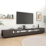TV Cabinet with LED Lights High Gloss Grey 300x35x40 cm