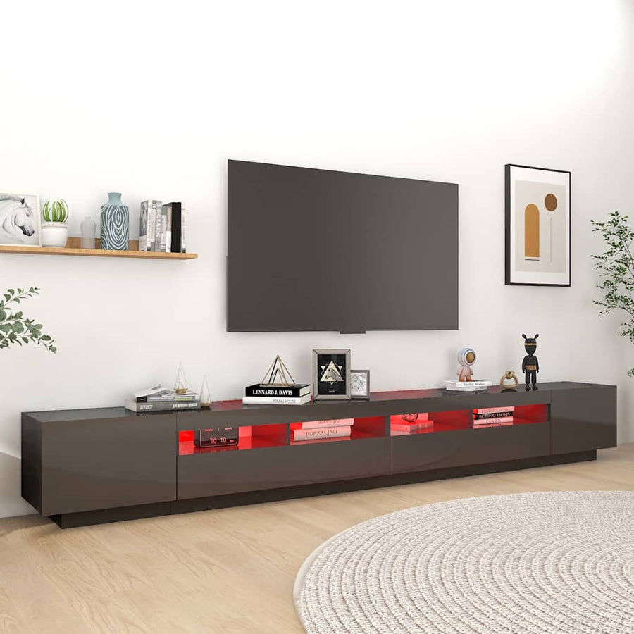 TV Cabinet with LED Lights High Gloss Grey 300x35x40 cm