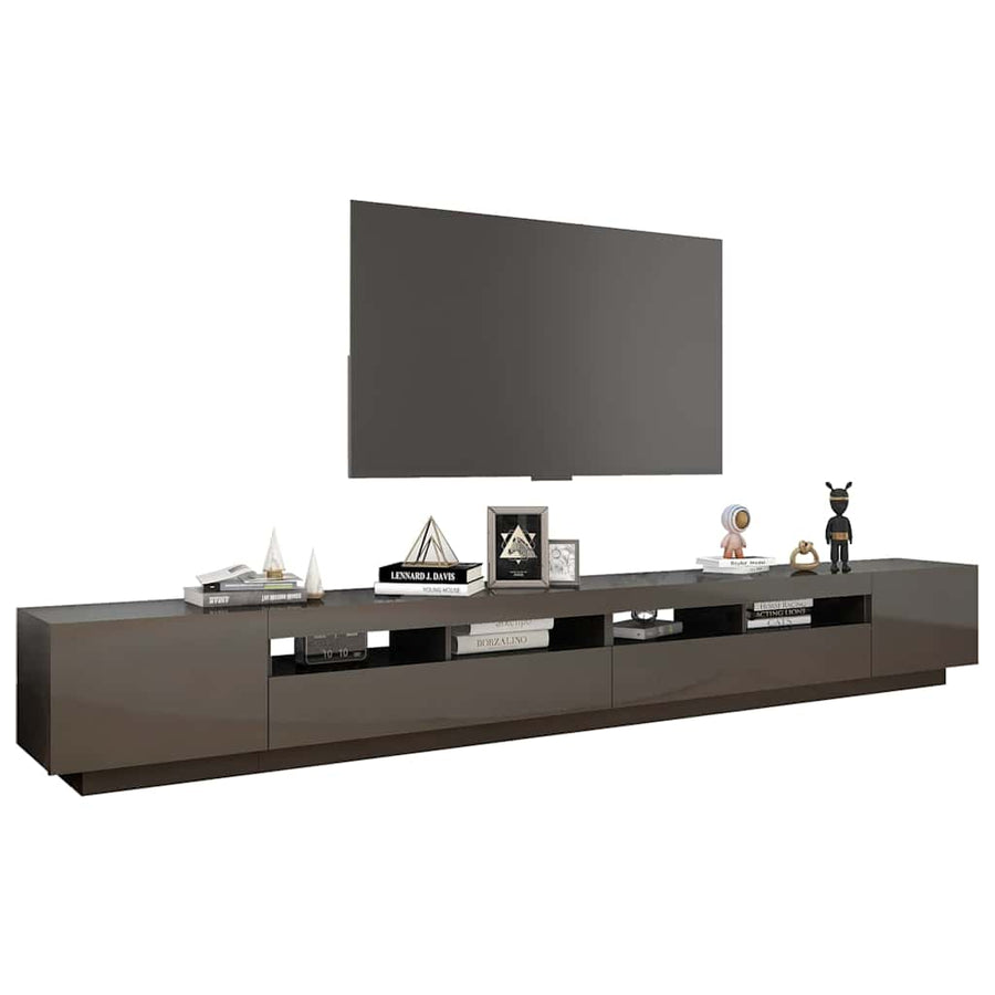 TV Cabinet with LED Lights High Gloss Grey 300x35x40 cm
