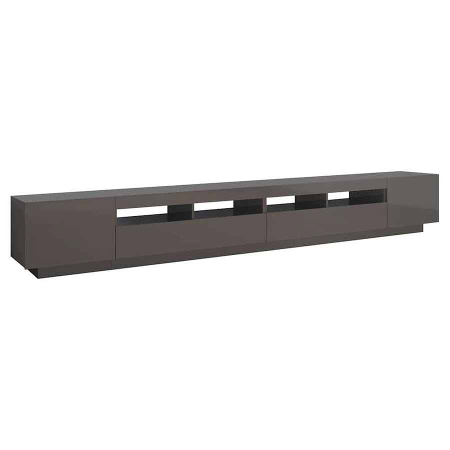 TV Cabinet with LED Lights High Gloss Grey 300x35x40 cm