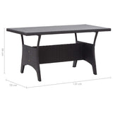 Garden Table Black 120x70x66 cm Poly Rattan - Rear View