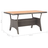 Garden Table Grey 120x70x66 cm Solid Acacia Wood - Rear View