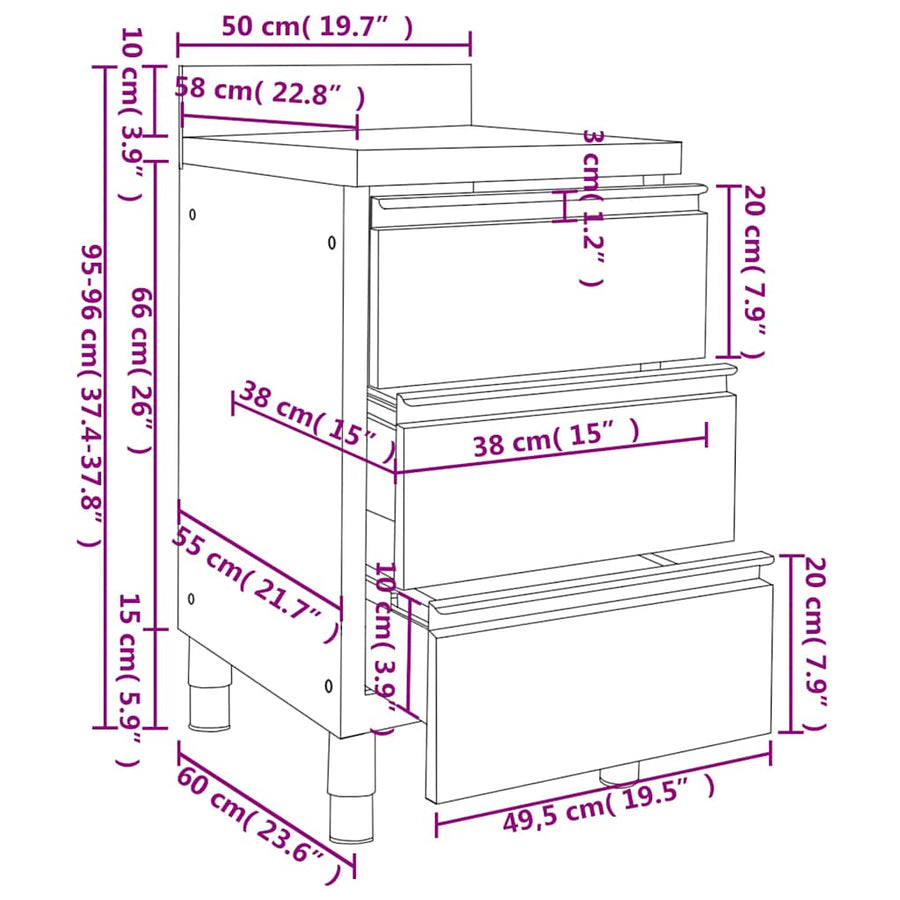 Commercial Kitchen Cabinets 2 pcs 50x60x96 cm Stainless Steel