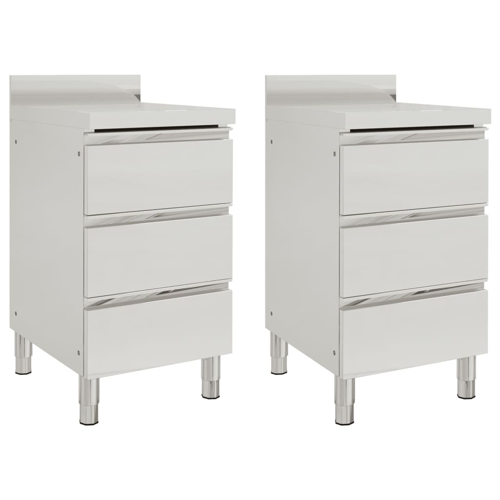 Commercial Kitchen Cabinets with 3 Drawers 2 pcs 50x60x96 cm