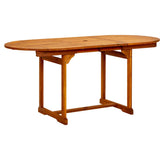 Garden Dining Table (120-170)x80x75 cm Solid Acacia Wood - Front View