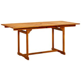 Garden Dining Table (120-170)x80x75 cm Solid Acacia Wood - Front View