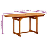 Garden Dining Table (120-170)x80x75 cm Solid Acacia Wood - Low Angle