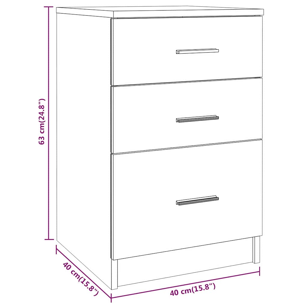 Bedside Cabinet Black Oak 40 x 40 x 63 cm Engineered Wood