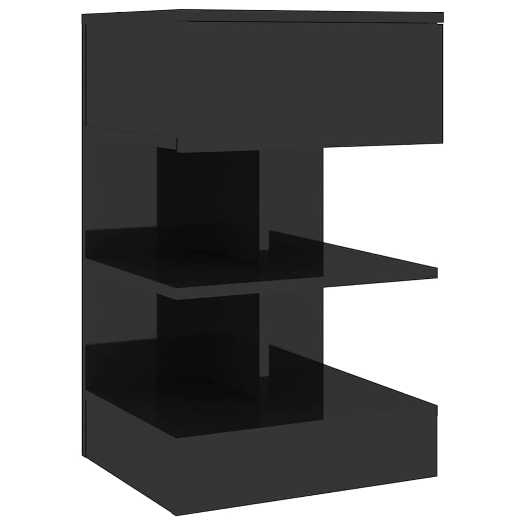 Bedside Cabinet High Gloss Black 40x35x65 cm Engineered Wood