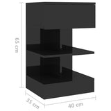 Bedside Cabinet High Gloss Black 40x35x65 cm Engineered Wood