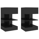 Bedside Cabinets 2 pcs High Gloss Black 40x35x65 cm