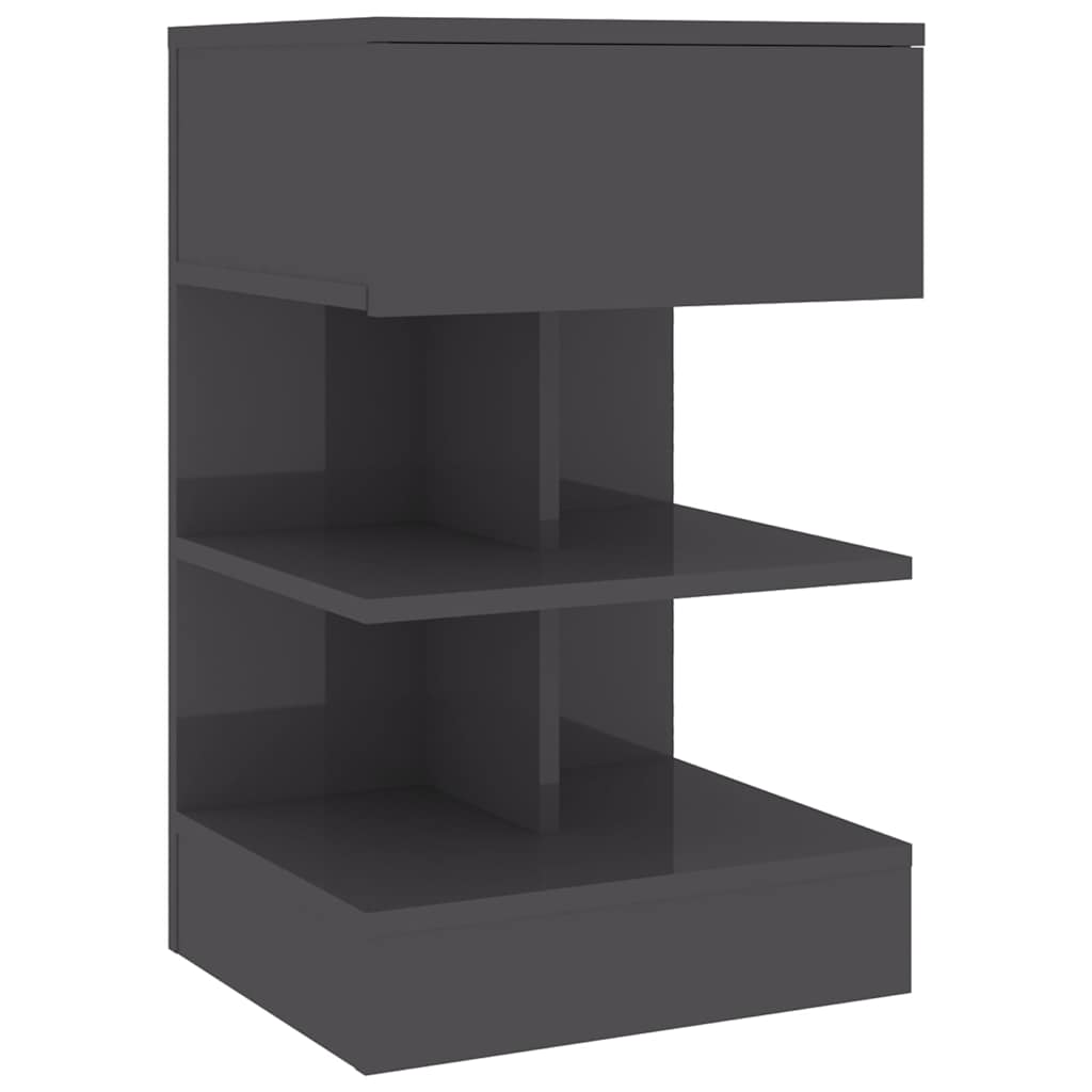 Bedside Cabinet High Gloss Grey 40x35x65 cm Engineered Wood