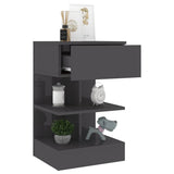 Bedside Cabinet High Gloss Grey 40x35x65 cm Engineered Wood