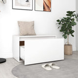 Hall Bench 80x40x45 cm White Engineered Wood - Side View