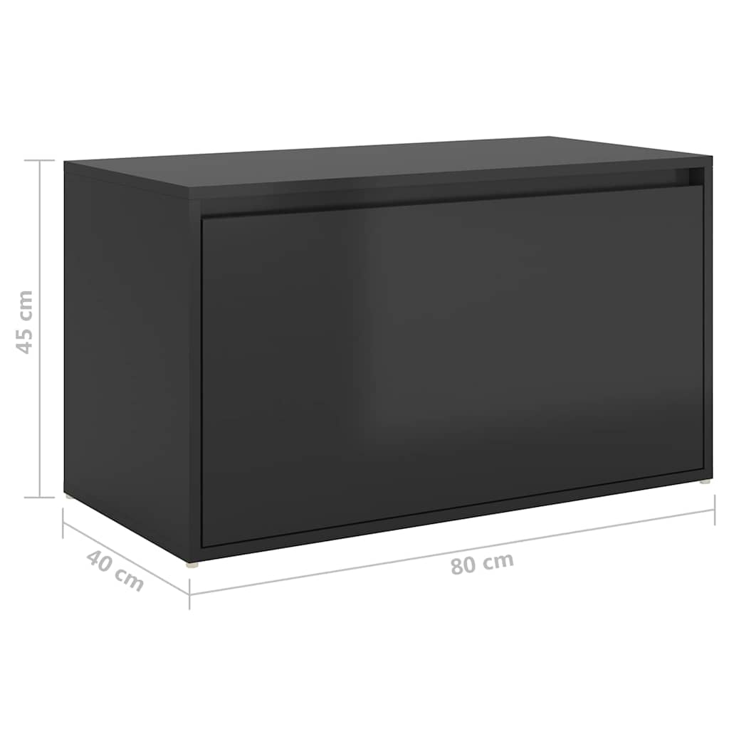 Hall Bench 80x40x45 cm High Gloss Black Engineered Wood