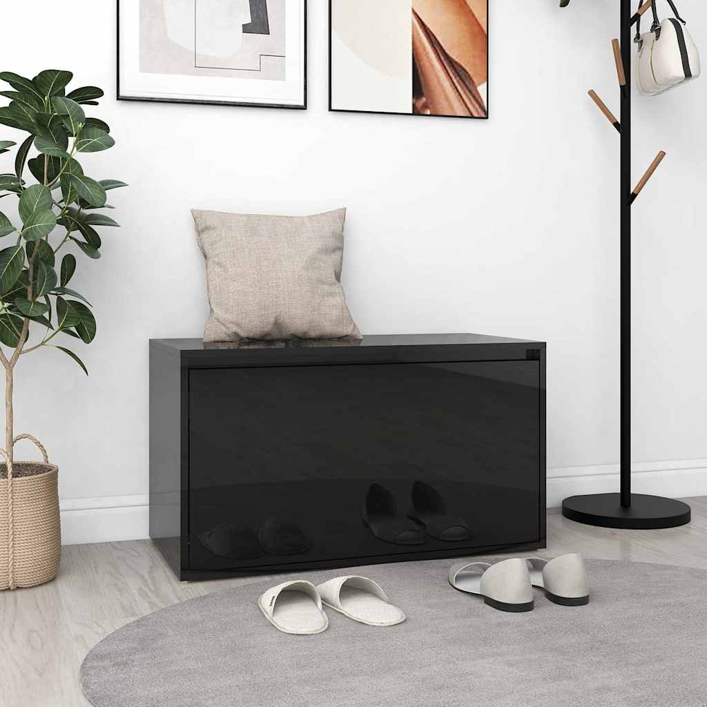 Hall Bench 80x40x45 cm High Gloss Black Engineered Wood