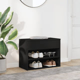 Shoe Bench Black 60x30x45 cm Engineered Wood - Side View