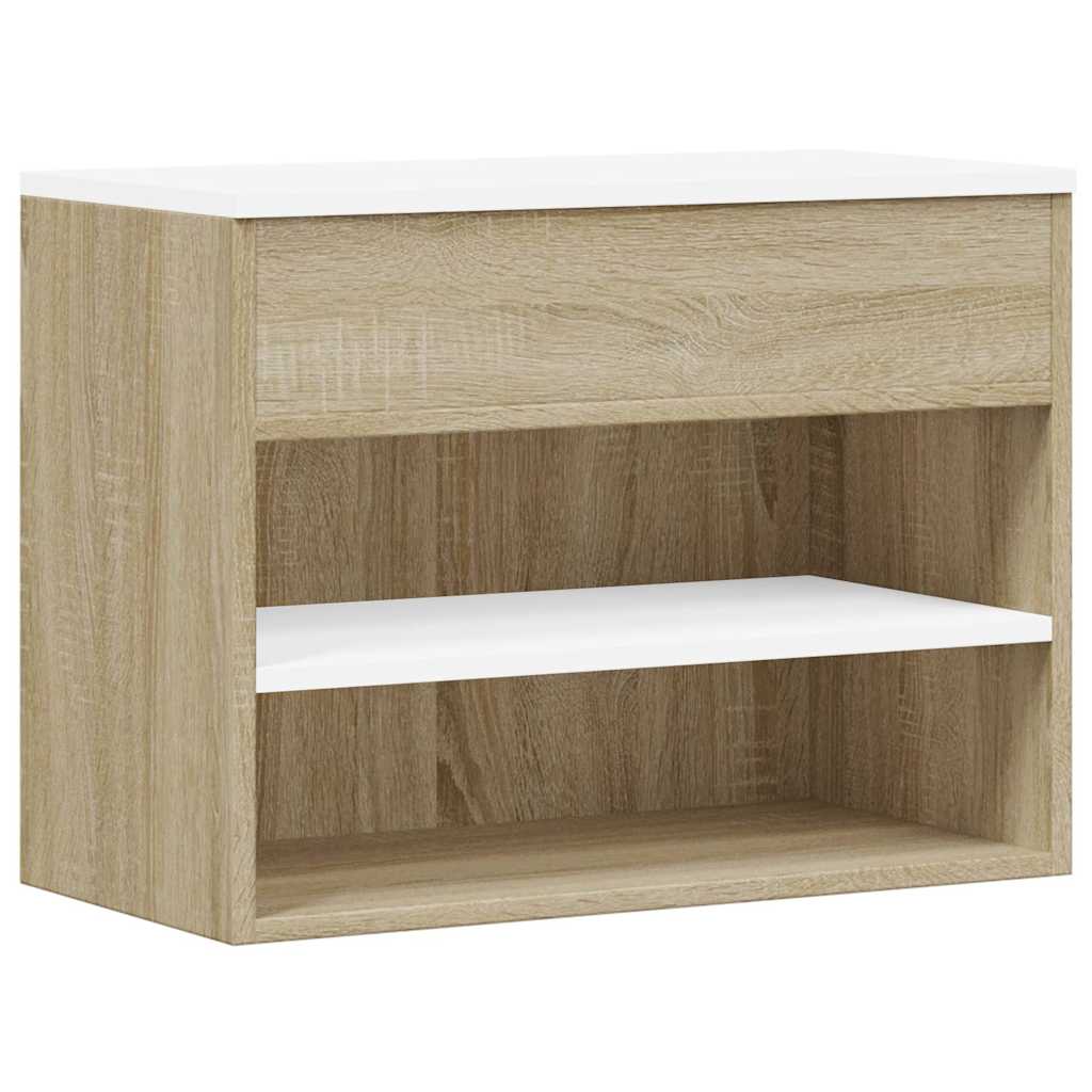Shoe Bench White and Sonoma Oak 60x30x45 cm Engineered Wood