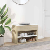Shoe Bench White and Sonoma Oak 60x30x45 cm Engineered Wood - Side View