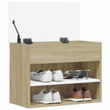 Shoe Bench White and Sonoma Oak 60x30x45 cm Engineered Wood - Top-Down View
