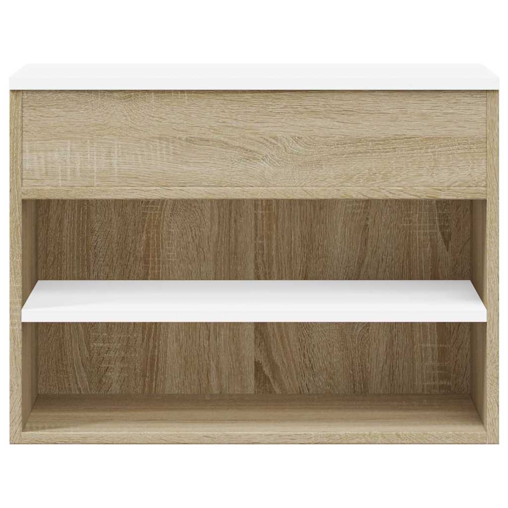 Shoe Bench White and Sonoma Oak 60x30x45 cm Engineered Wood