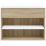 Shoe Bench White and Sonoma Oak 60x30x45 cm Engineered Wood - 45-Degree Angle