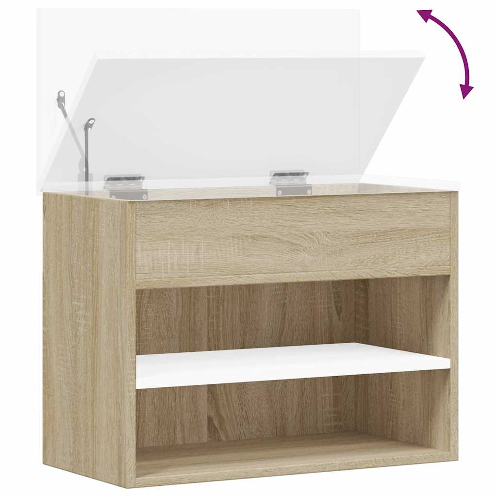 Shoe Bench White and Sonoma Oak 60x30x45 cm Engineered Wood