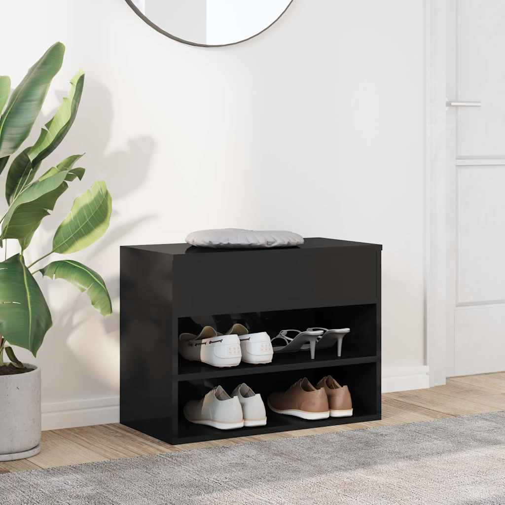 Shoe Bench High Gloss Black 60x30x45 cm Engineered Wood
