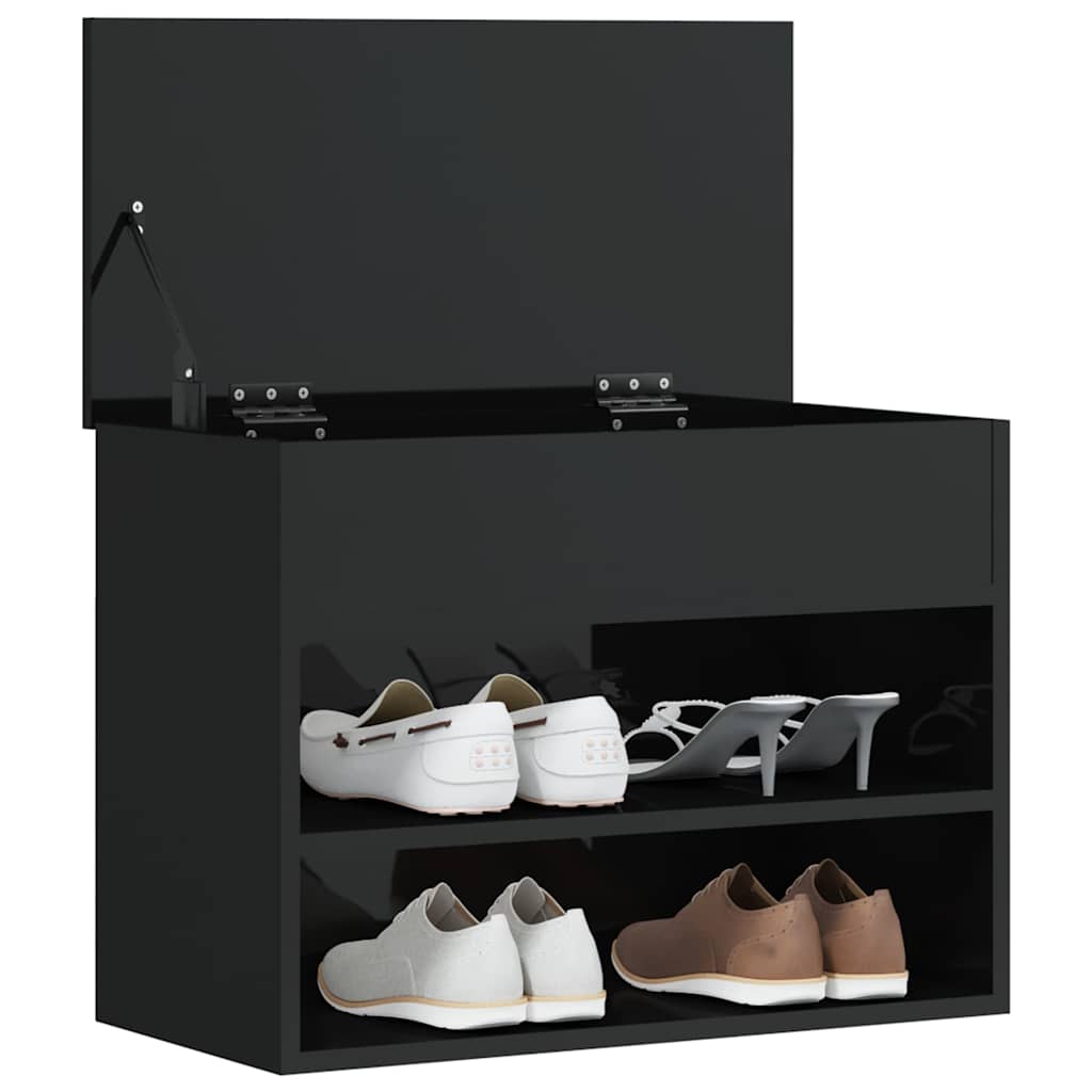 Shoe Bench High Gloss Black 60x30x45 cm Engineered Wood