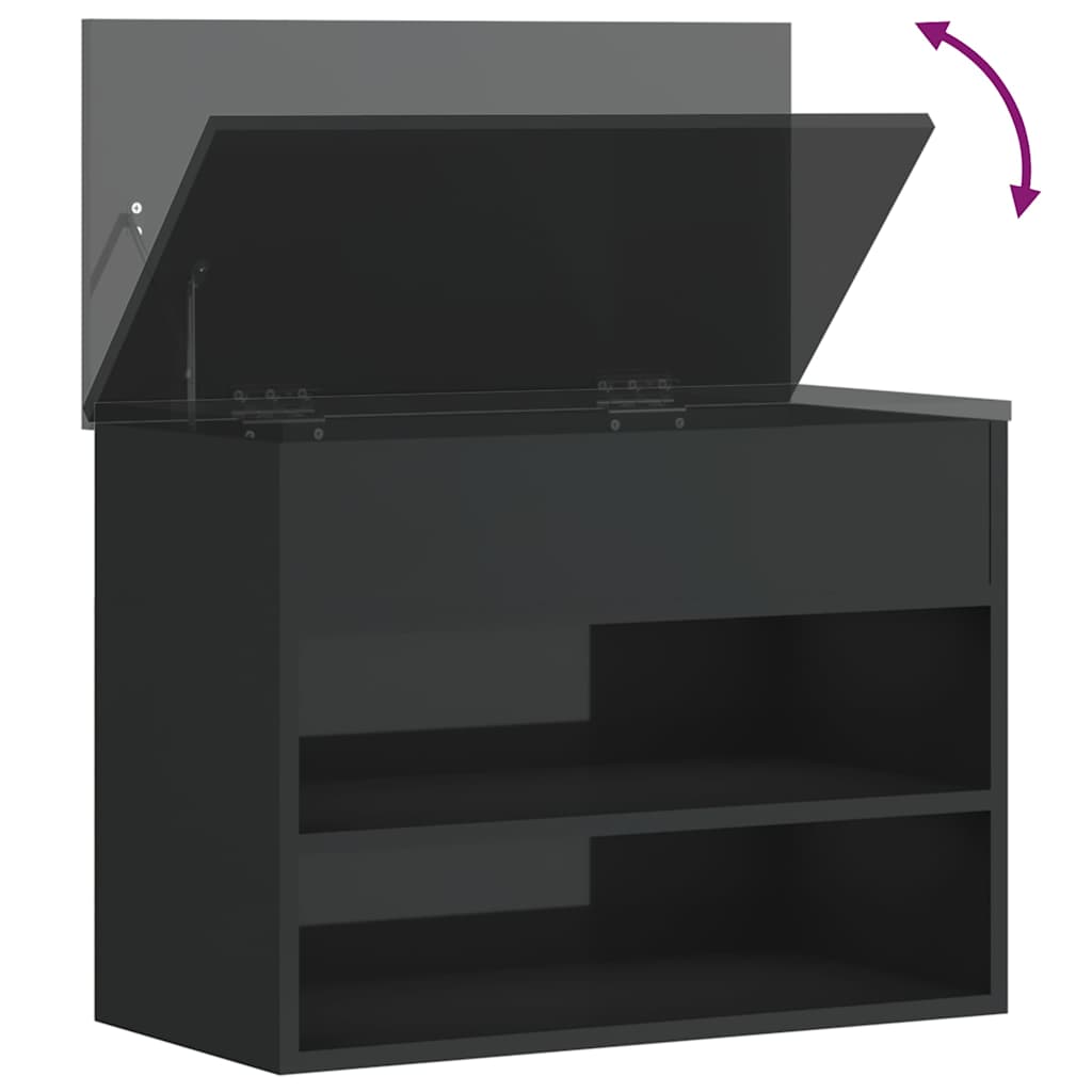 Shoe Bench High Gloss Black 60x30x45 cm Engineered Wood