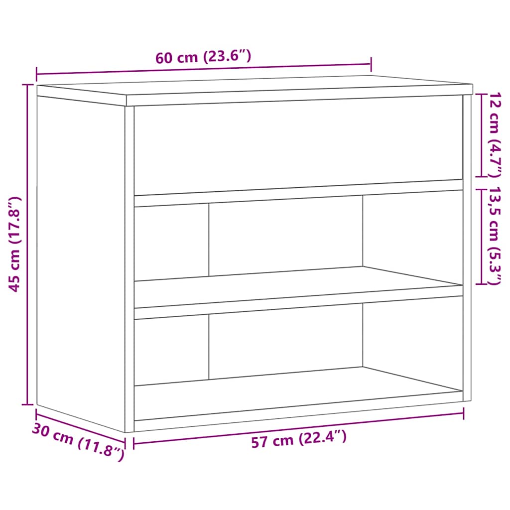 Shoe Bench High Gloss Black 60x30x45 cm Engineered Wood