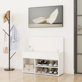 Shoe Bench White 80x30x45 cm Engineered Wood - Side View