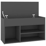 Shoe Bench Grey 80x30x45 cm Engineered Wood - Close-Up Angle