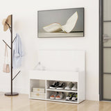Shoe Bench High Gloss White 80x30x45 cm Engineered Wood - Side View