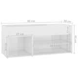 Shoe Bench High Gloss White 80x30x45 cm Engineered Wood