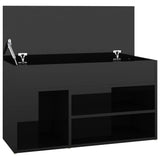Shoe Bench High Gloss Black 80x30x45 cm Engineered Wood - Close-Up Angle