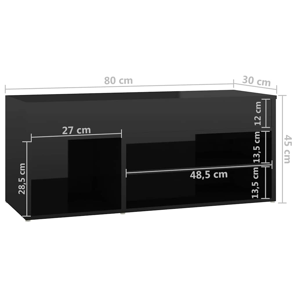 Shoe Bench High Gloss Black 80x30x45 cm Engineered Wood