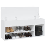 Shoe Bench White 105x30x45 cm Engineered Wood - Low Angle