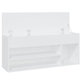 Shoe Bench White 105x30x45 cm Engineered Wood - Rear View