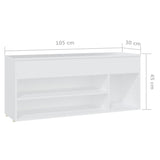 Shoe Bench White 105x30x45 cm Engineered Wood - Extra Image