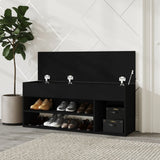 Shoe Bench Black 105x30x45 cm Engineered Wood - Side View