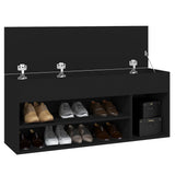 Shoe Bench Black 105x30x45 cm Engineered Wood - Low Angle