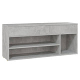Shoe Bench Concrete Grey 105x30x45 cm Engineered Wood - Front View